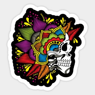 Mexican Skull Embroidery Effect Sticker